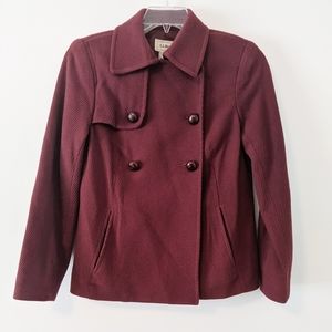 L.L. Bean Burgundy Red Wool Classic Pea Coat
